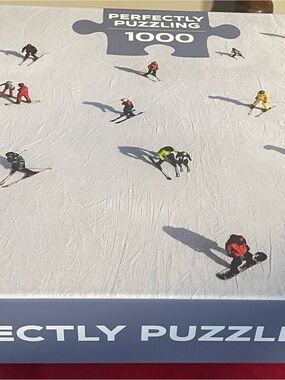 Perfectly Puzzling 1000-Piece Skiers Puzzle in- White